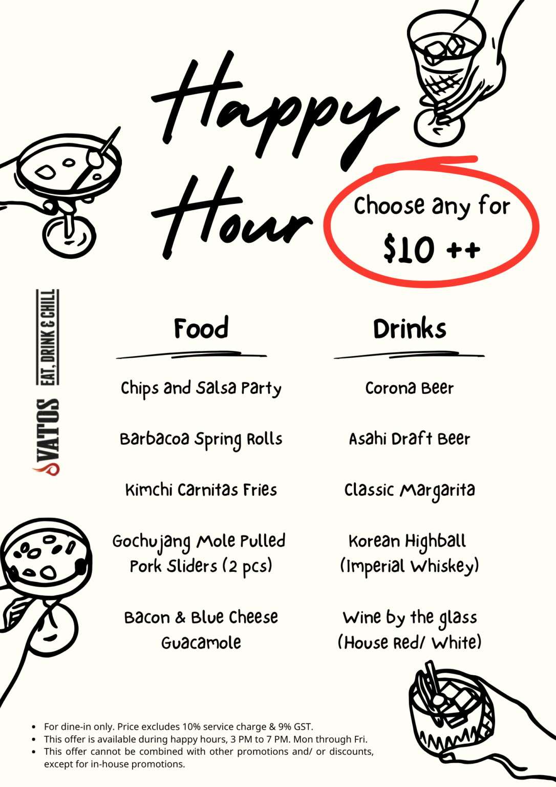 Black and White Happy Hour Invitation (A3)