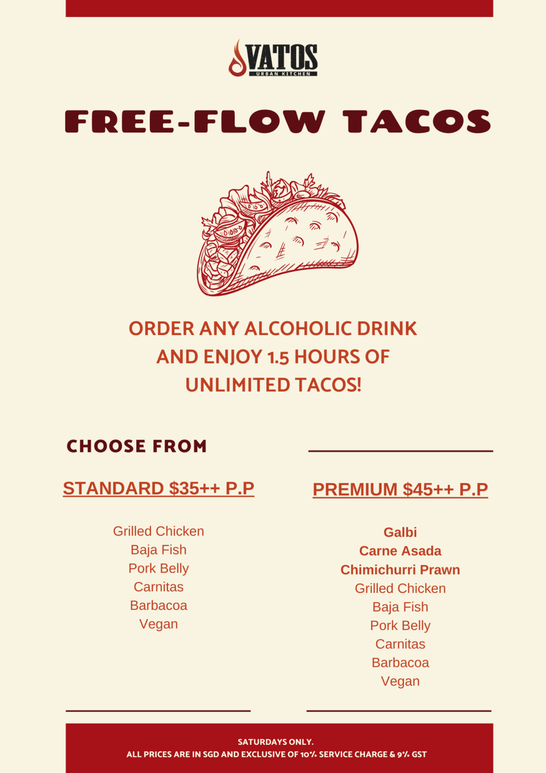 Red and Green Taco Food Menu Business Flyer (A3)
